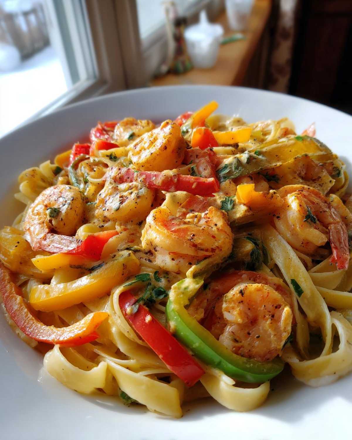 Creamy Cajun Shrimp Pasta with Bell Peppers - detail 1