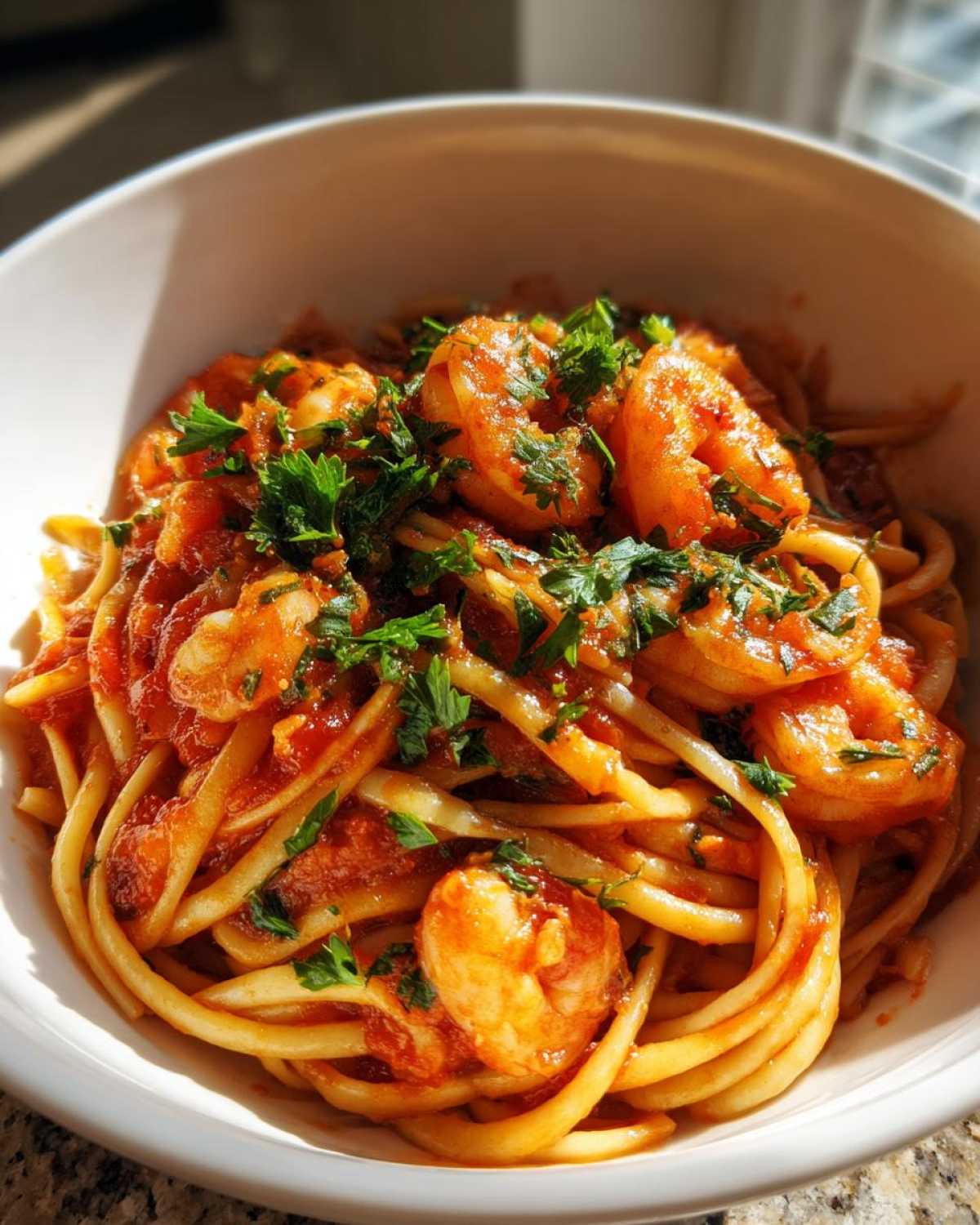 Dairy-Free Shrimp Pasta in Tomato Sauce - detail 2