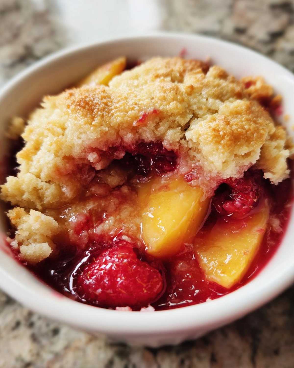Easy Peach and Raspberry Cobbler - detail 3