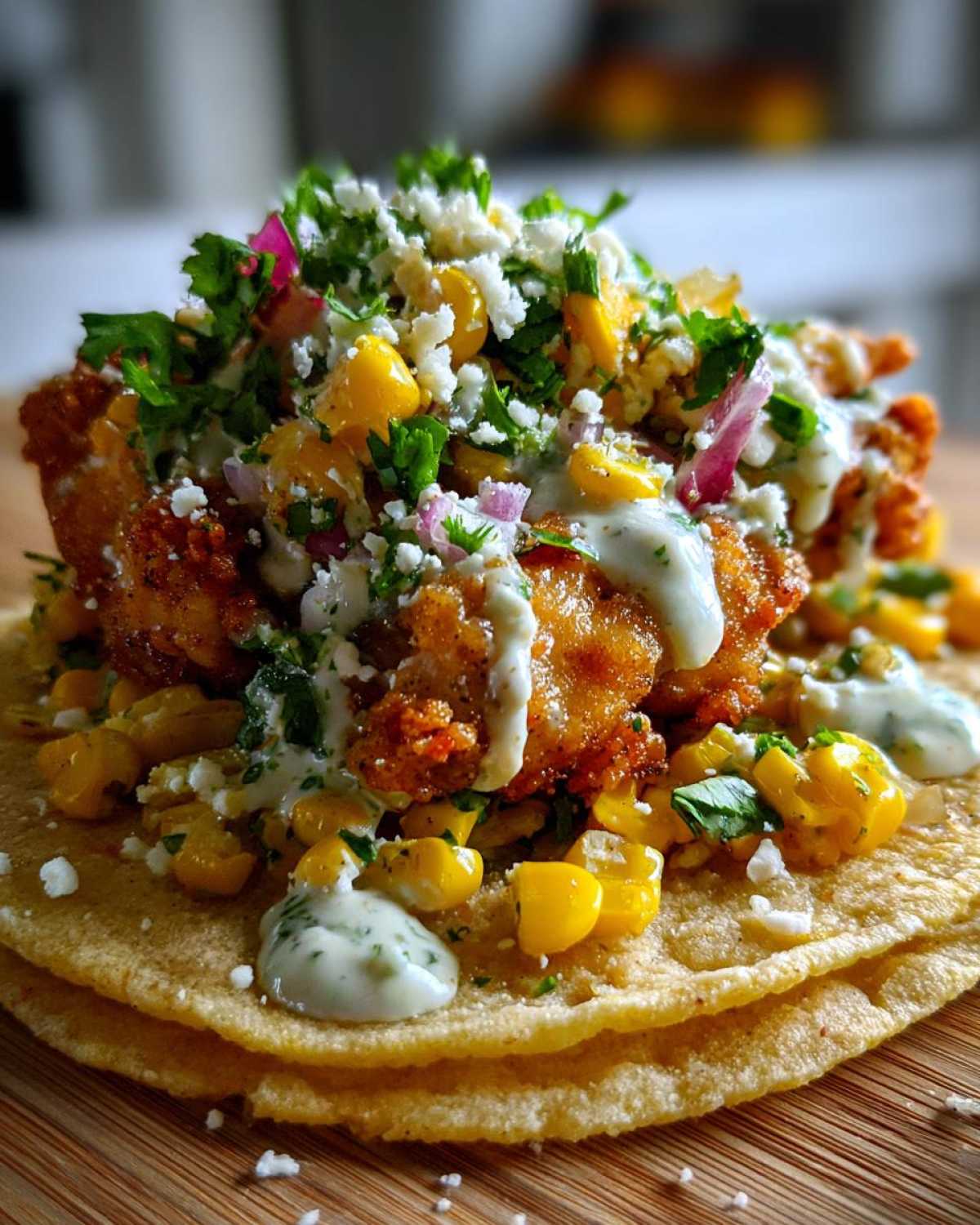 Fried Chicken Street Corn Taco with Jalapeno Lime Ranch - detail 1
