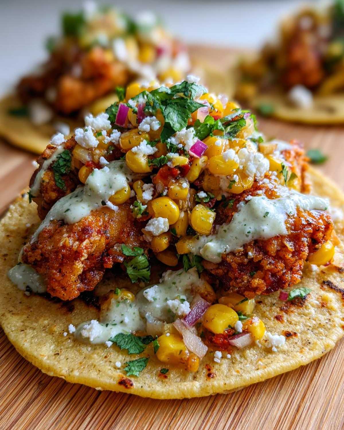 Fried Chicken Street Corn Taco with Jalapeno Lime Ranch - detail 2