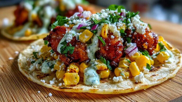 Unbelievable Fried Chicken Street Corn Taco with 1 Zesty Ranch Fried Chicken Street Corn Taco with Jalapeno Lime Ranch