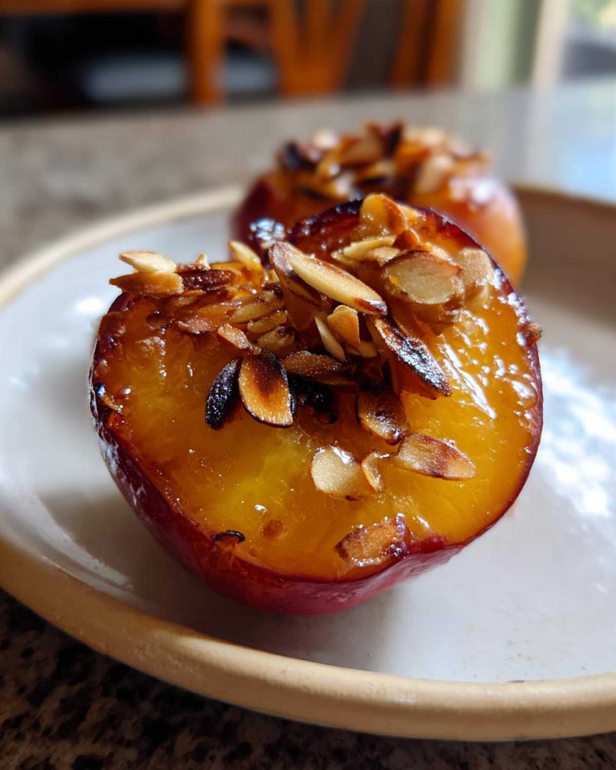 Honey Baked Nectarines with Toasted Almonds - detail 2