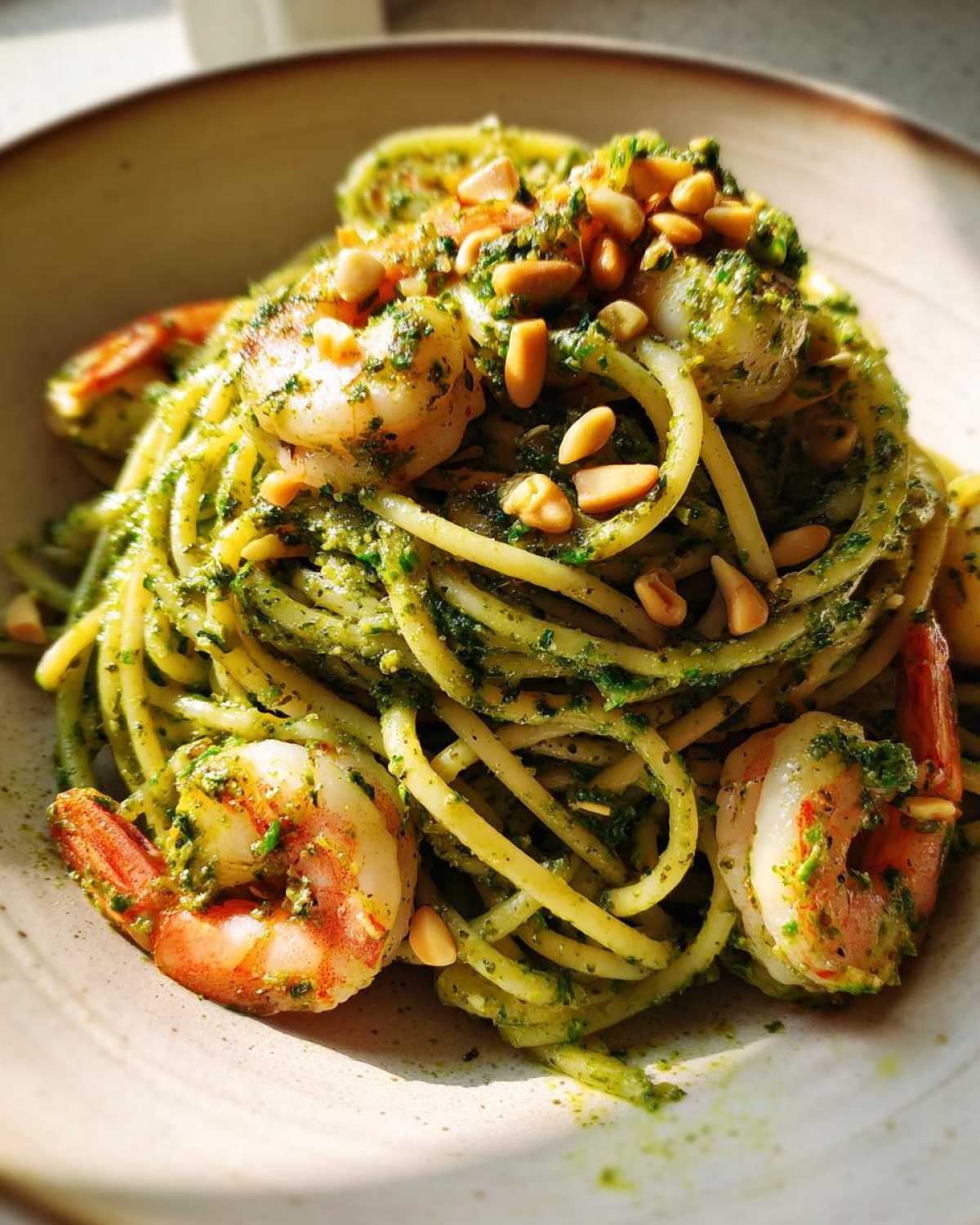 Pesto Shrimp Pasta with Pine Nuts - detail 3