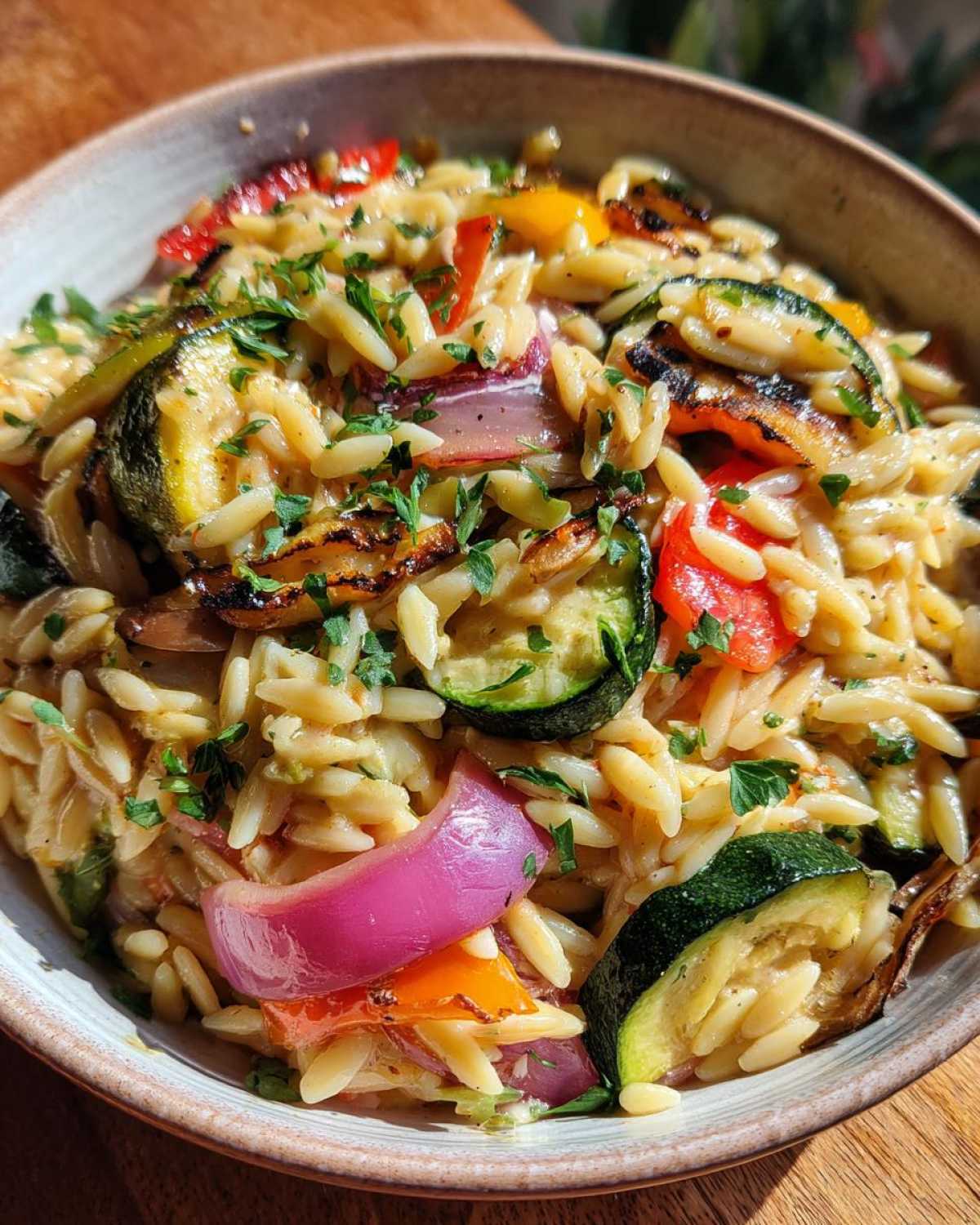 30 Minute Brown Butter Goat Cheese Grilled Veggie Orzo - detail 4