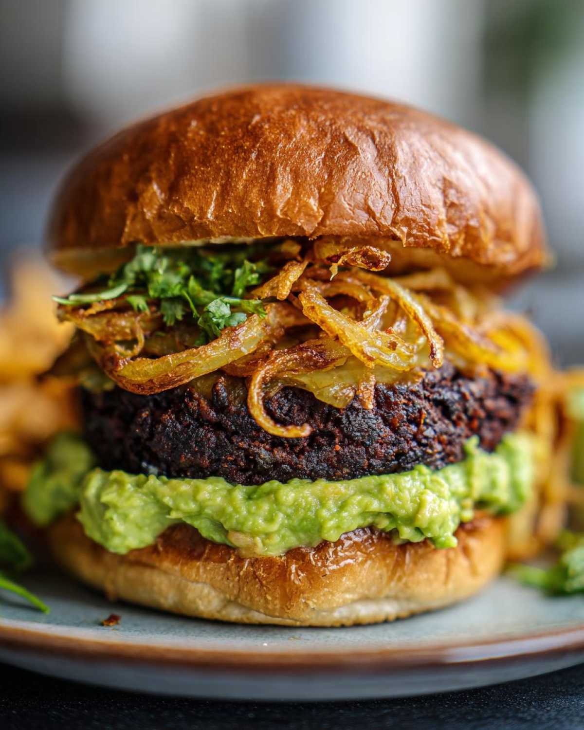 Black Bean Burgers with Guacamole and Griddled Onions - detail 4