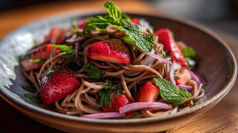Cold Soba Noodle Salad with Strawberries