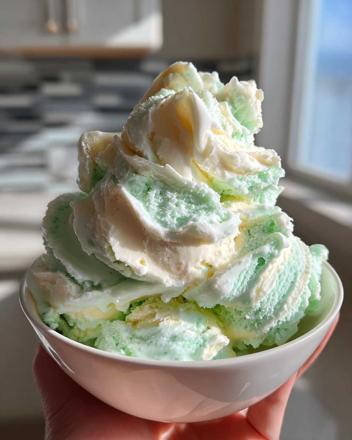 No Churn Minted White Chocolate Swirled Ice Cream - detail 3