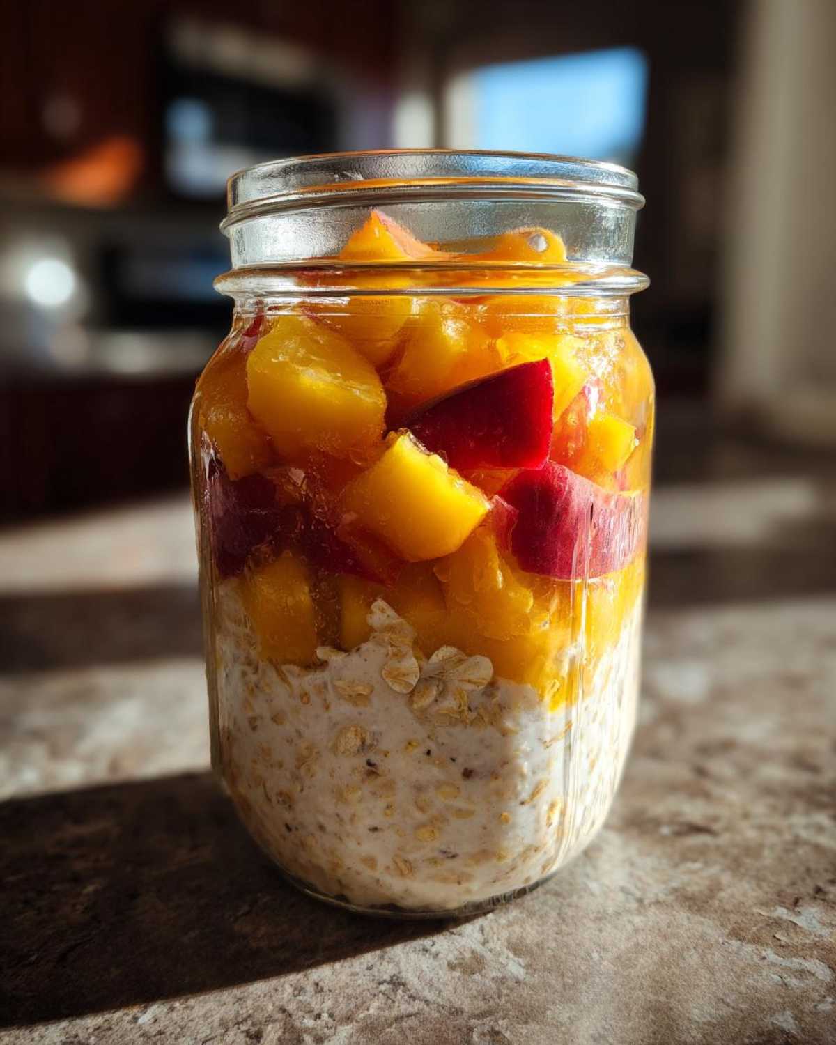 Peaches and Cream Overnight Oats - detail 1