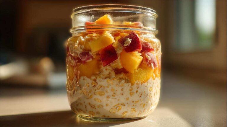 Peaches and Cream Overnight Oats: 1 Amazing Breakfast Peaches and Cream Overnight Oats