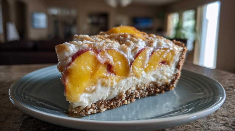 Sweet Peaches & Cream Pretzel Pie: 1 Summer Bliss Peaches and Cream Pretzel Pie