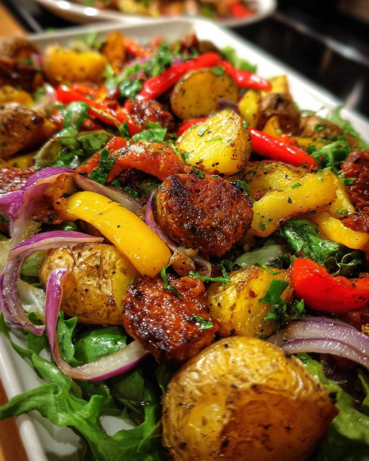 Smashed Potato and Chorizo Sheet Pan Salad - detail 2