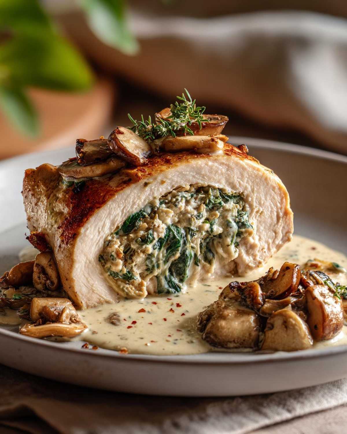 Mushroom and Spinach Stuffed Chicken Breast - detail 4