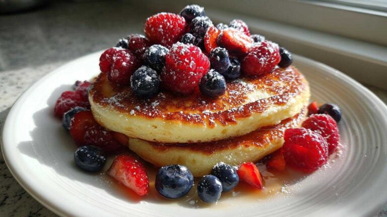 Ricotta Lemon Pancakes with Berries