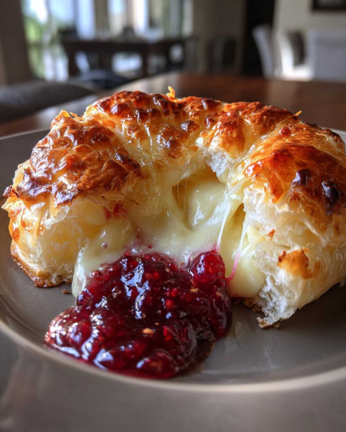 Baked Brie in Puff Pastry with Raspberry Jam - detail 1