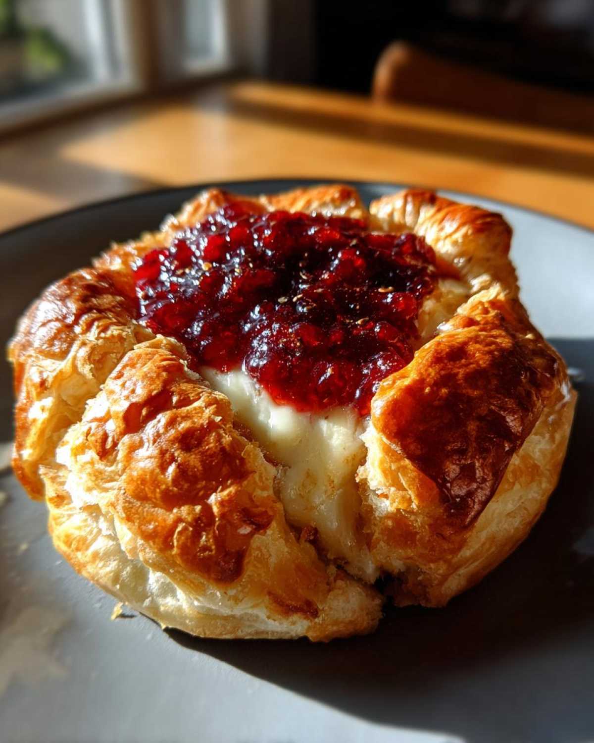 Baked Brie in Puff Pastry with Raspberry Jam - detail 2
