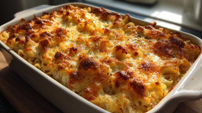 Cheesy tuna noodle casserole