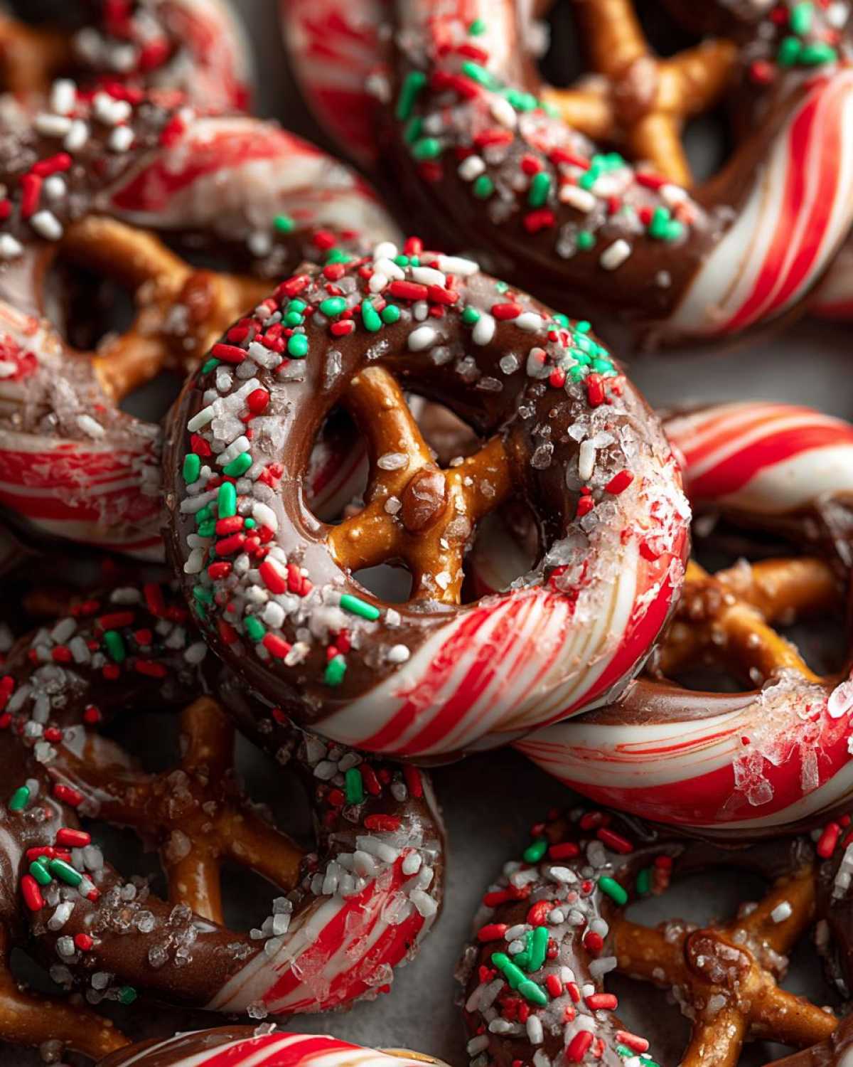 Chocolate Covered Pretzel Candy Canes - detail 2