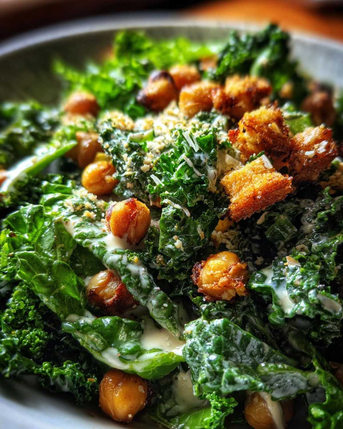 Kale Caesar Salad with Chickpea Croutons - detail 2