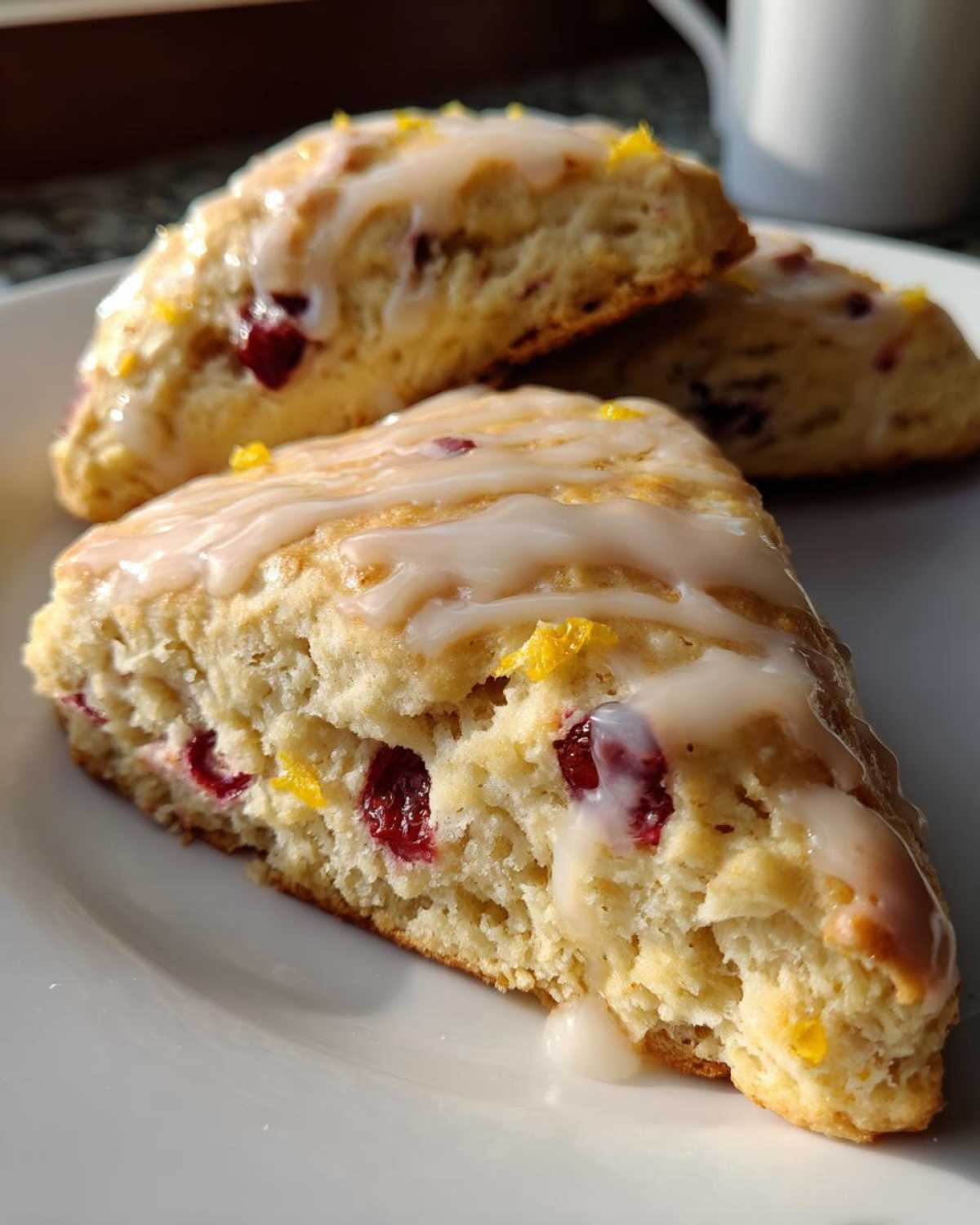 Orange Cranberry Scones with Lemon Glaze - detail 1
