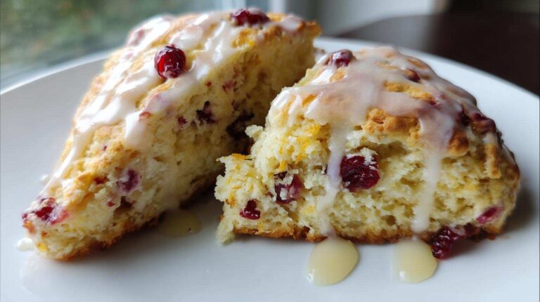 Orange Cranberry Scones with Lemon Glaze