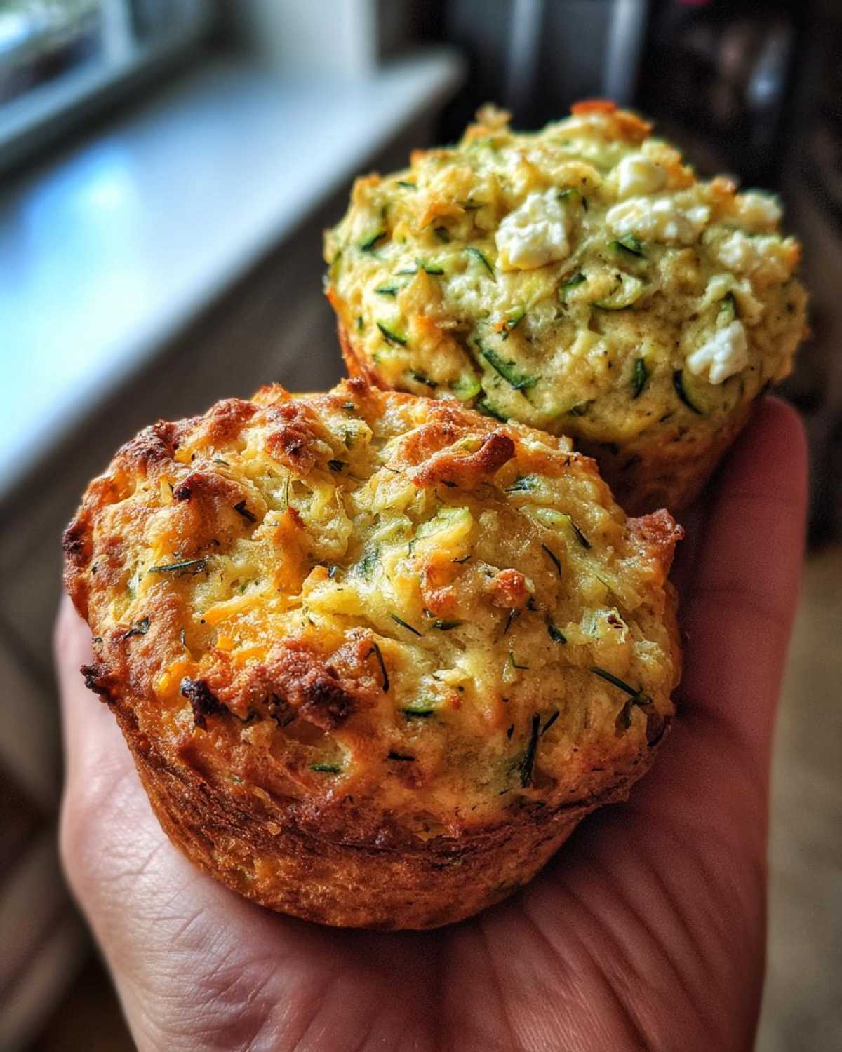 Savory zucchini cheese muffins - detail 1