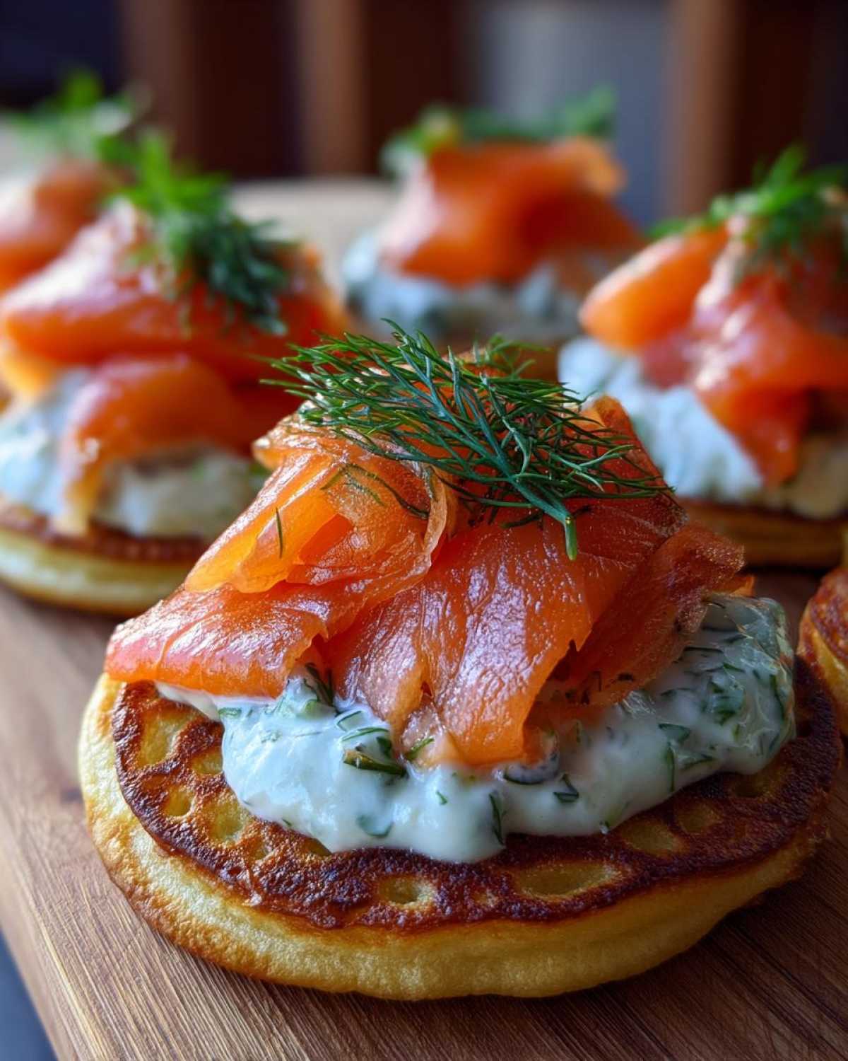 Smoked Salmon Blini with Dill Cream - detail 1