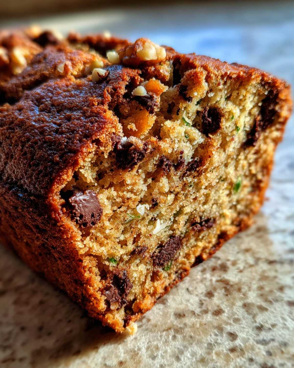 Spiced Chocolate Zucchini Bread Orange Walnuts - detail 2