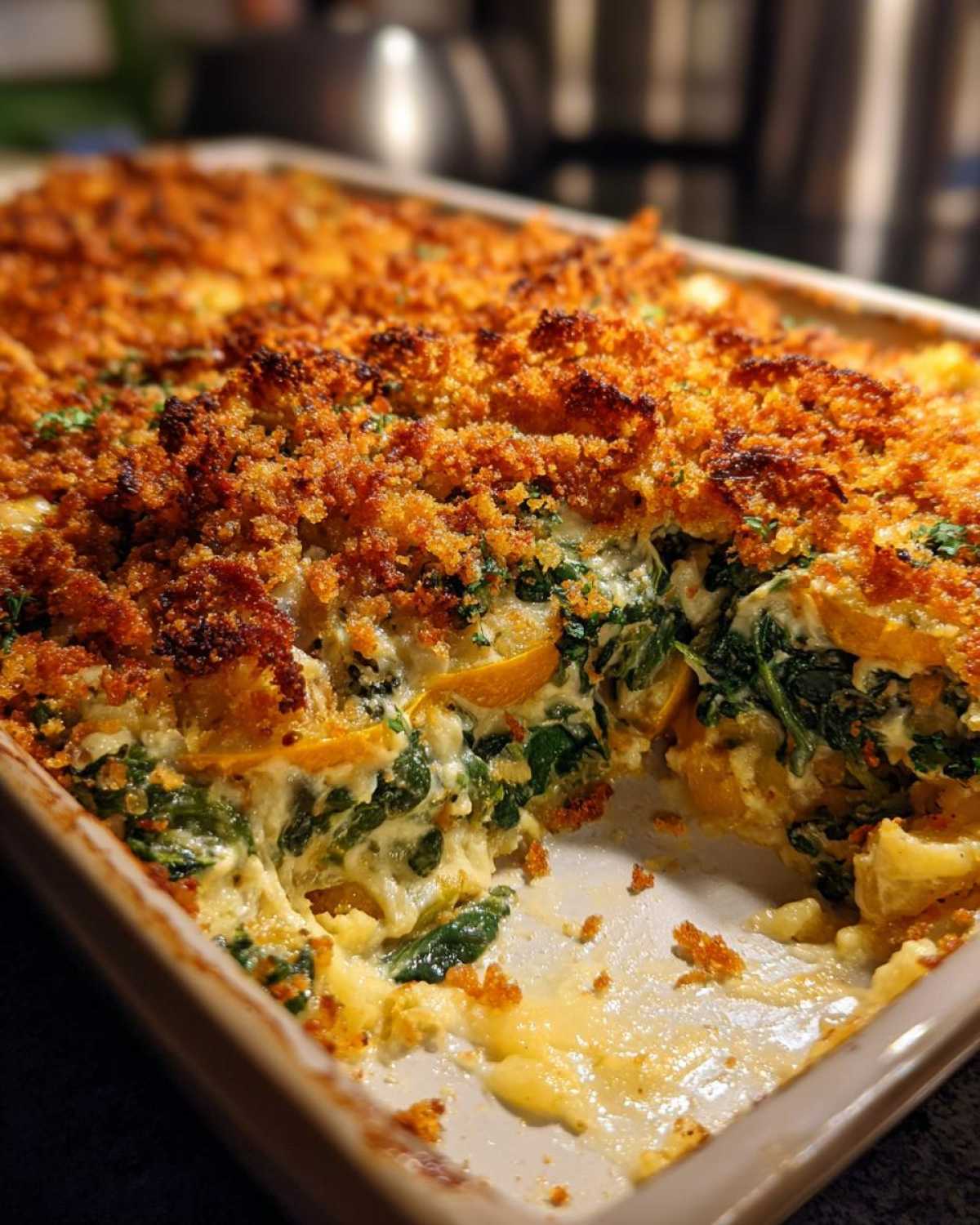 Spinach and squash casserole - detail 1