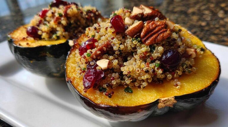 Stuffed Acorn Squash with Quinoa and Cranberries