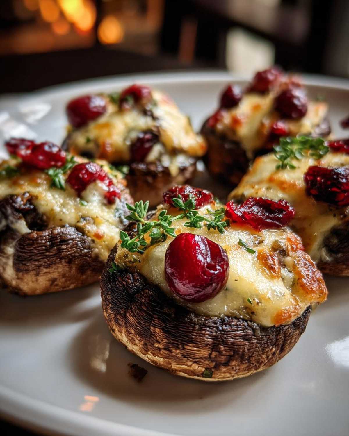 Stuffed Mushrooms with Brie and Cranberries - detail 1