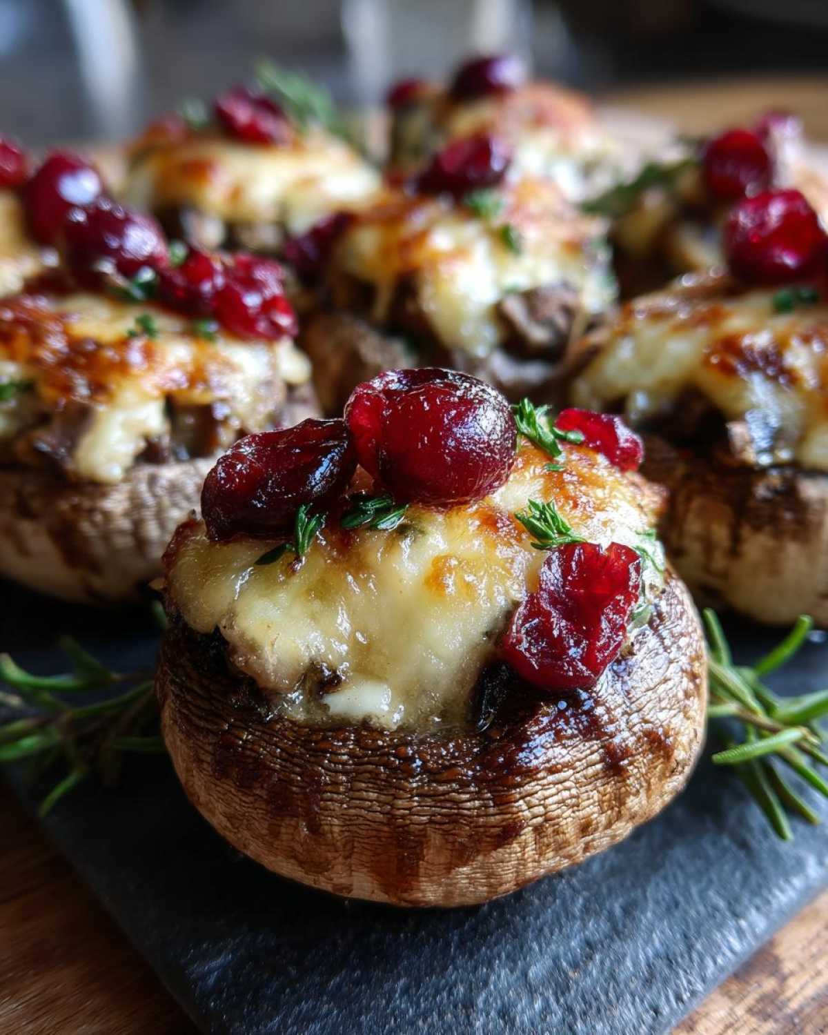 Stuffed Mushrooms with Brie and Cranberries - detail 4
