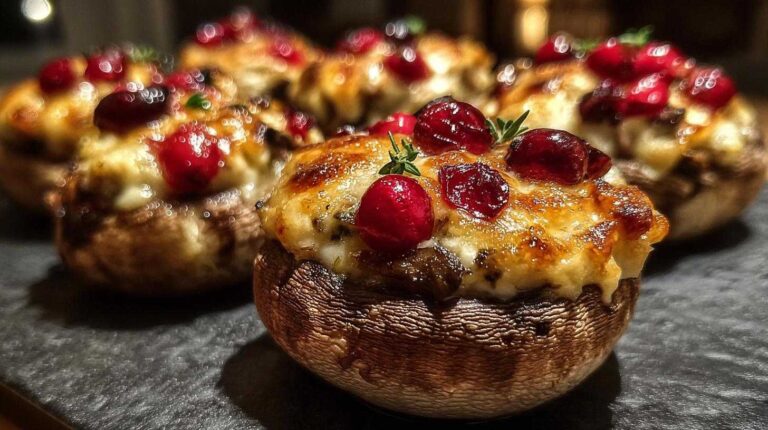Stuffed Mushrooms with Brie and Cranberries: 12 Festive Bites Stuffed Mushrooms with Brie and Cranberries