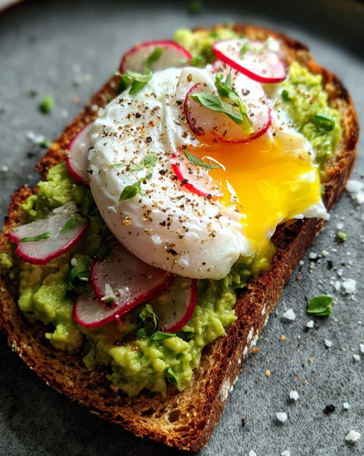 Avocado Toast with Poached Egg and Radish - detail 2