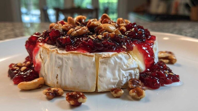Baked Brie with Cranberry Preserves