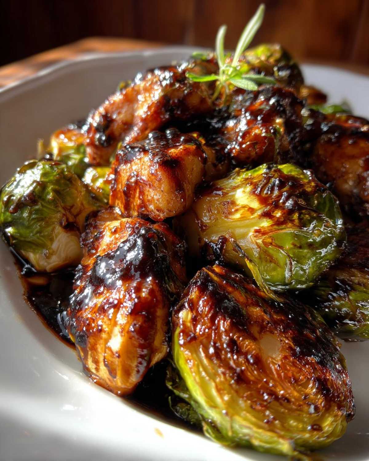 Balsamic Roasted Brussels Sprouts and Chicken Tray Bake - detail 2