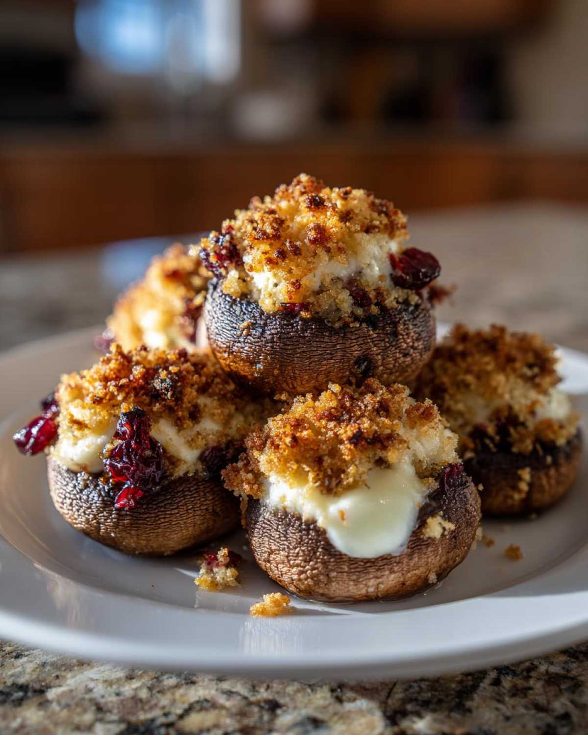 Brie and Cranberry Stuffed Mushrooms - detail 1