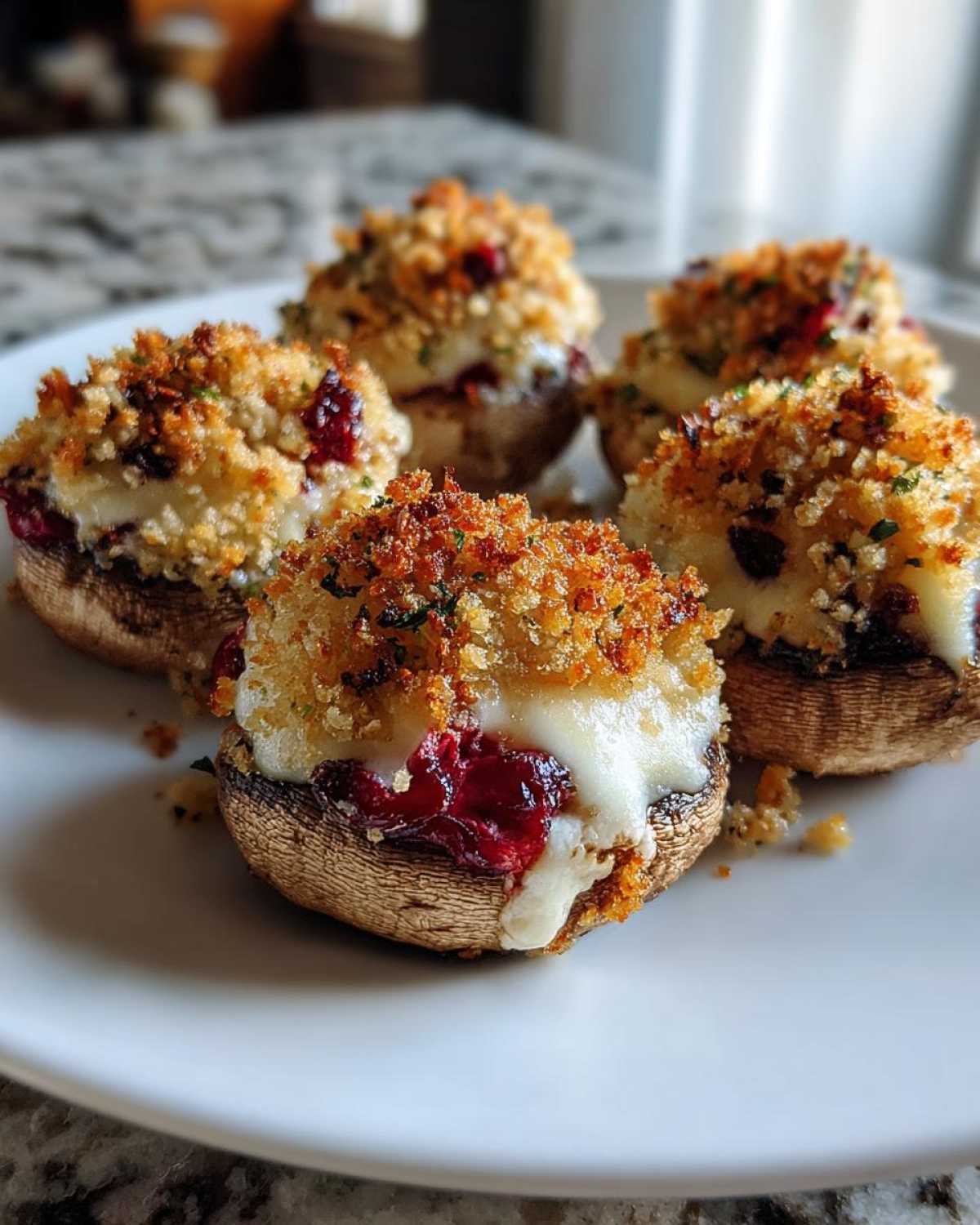 Brie and Cranberry Stuffed Mushrooms - detail 2