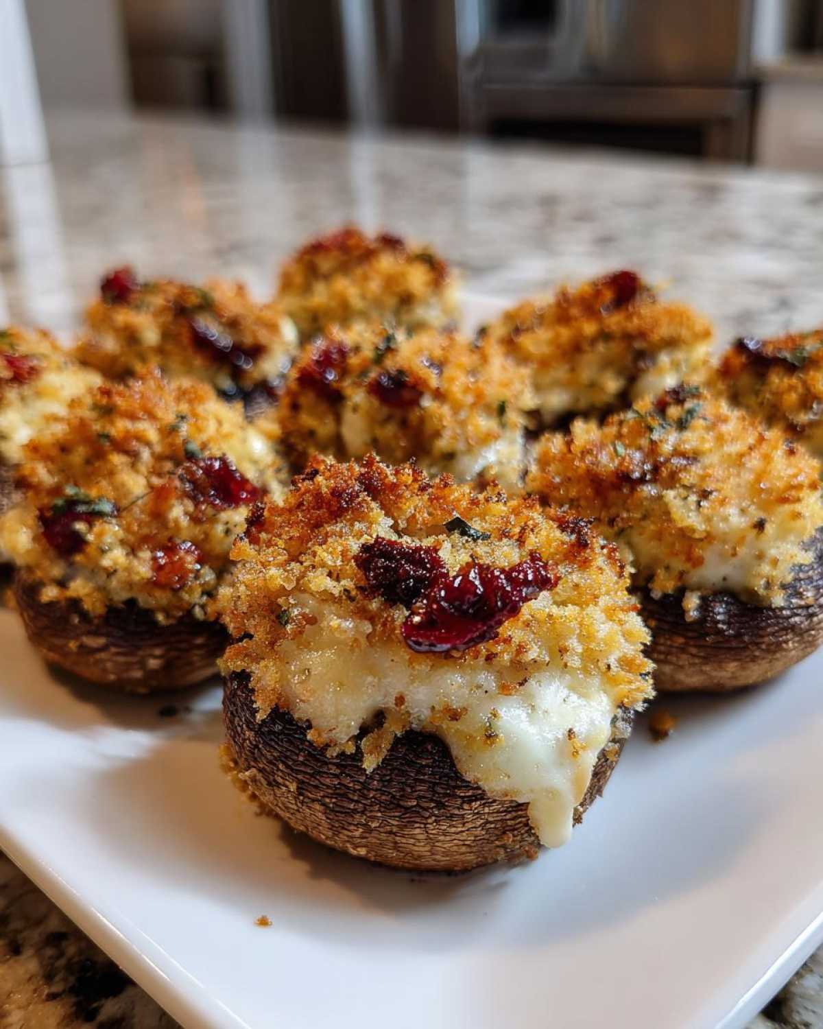 Brie and Cranberry Stuffed Mushrooms - detail 4