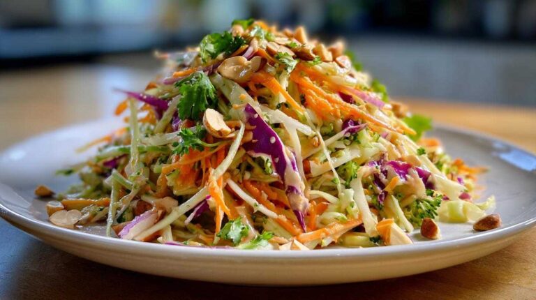 Broccoli Slaw Salad with Almond Butter Dressing