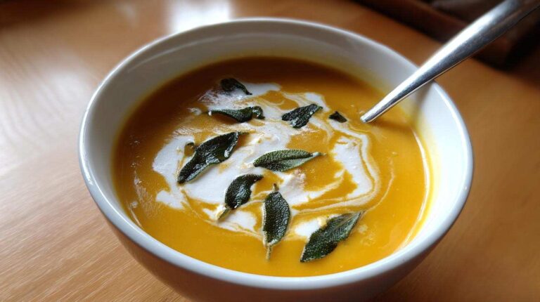 Butternut Squash Soup with Sage and Cream