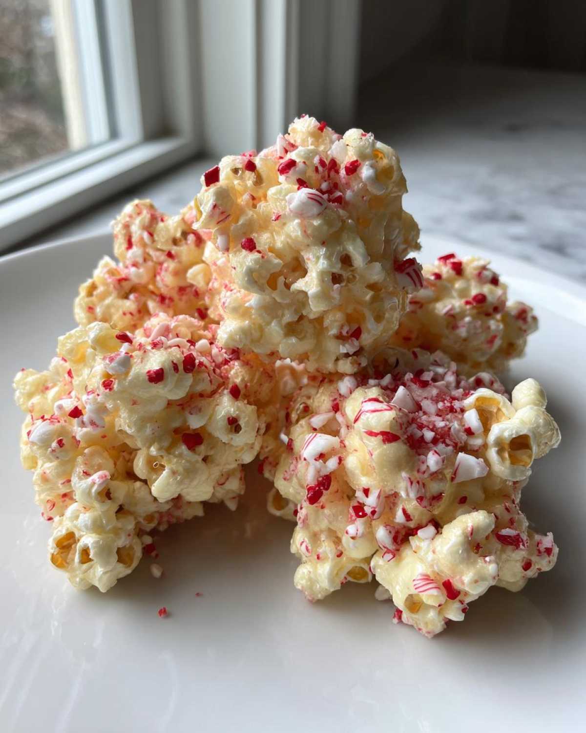 Candy Cane Popcorn Clusters - detail 2