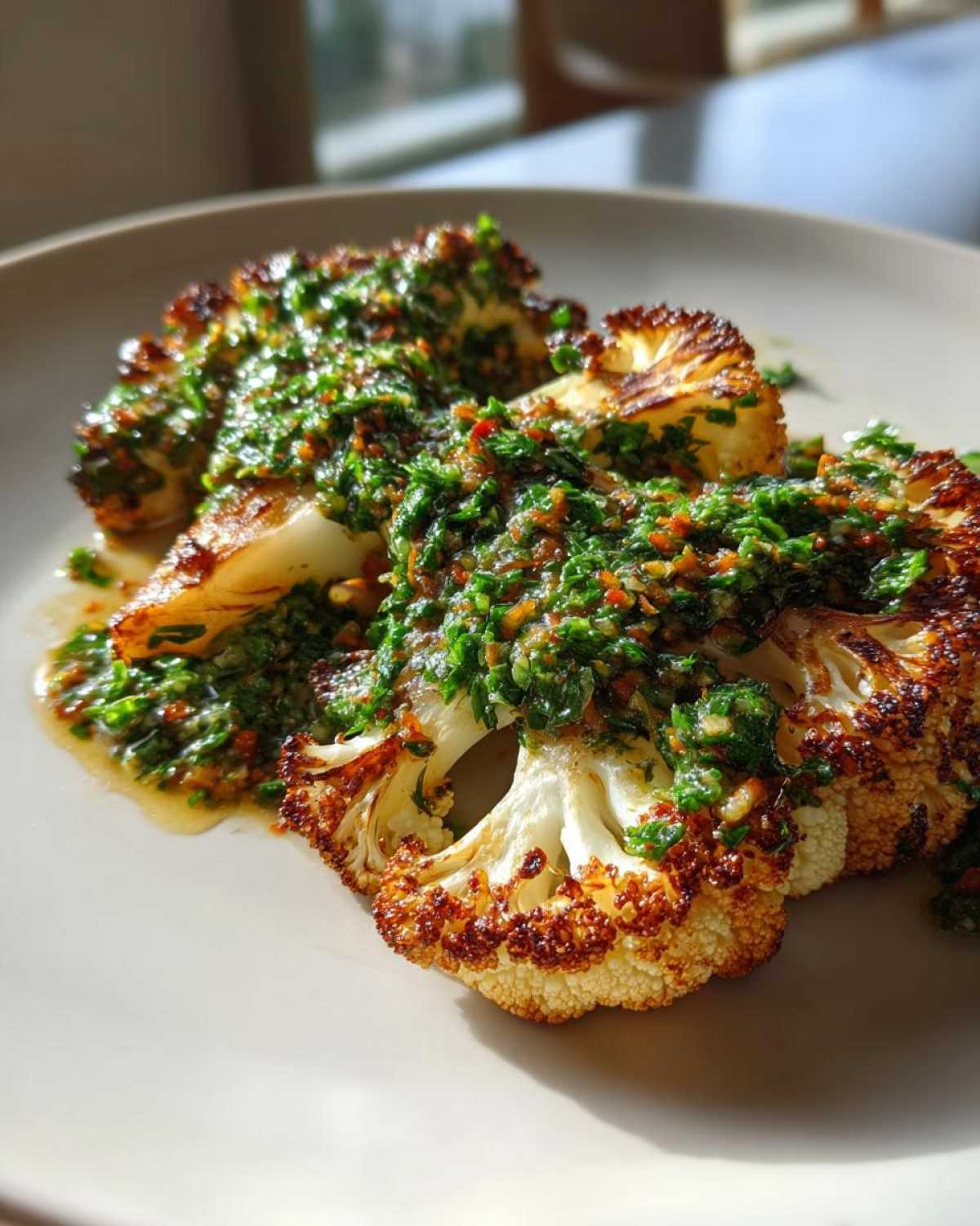 Cauliflower Steak with Chimichurri Sauce - detail 1