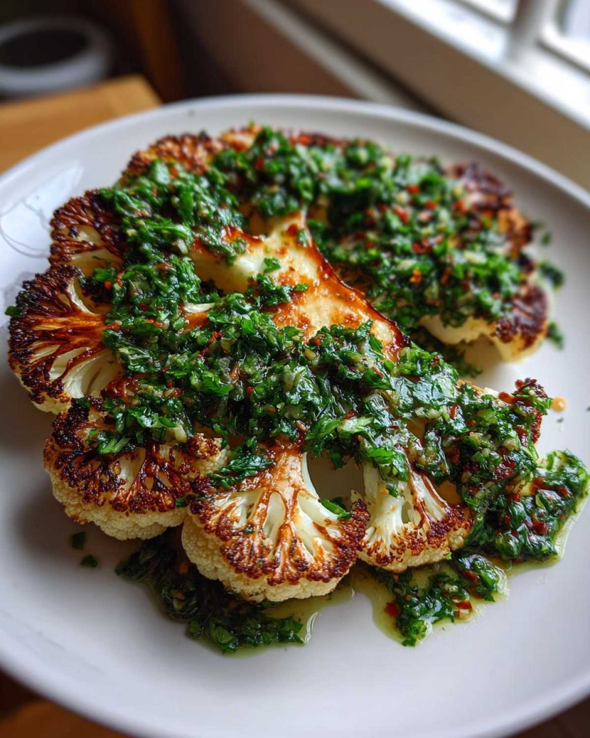 Cauliflower Steak with Chimichurri Sauce - detail 4