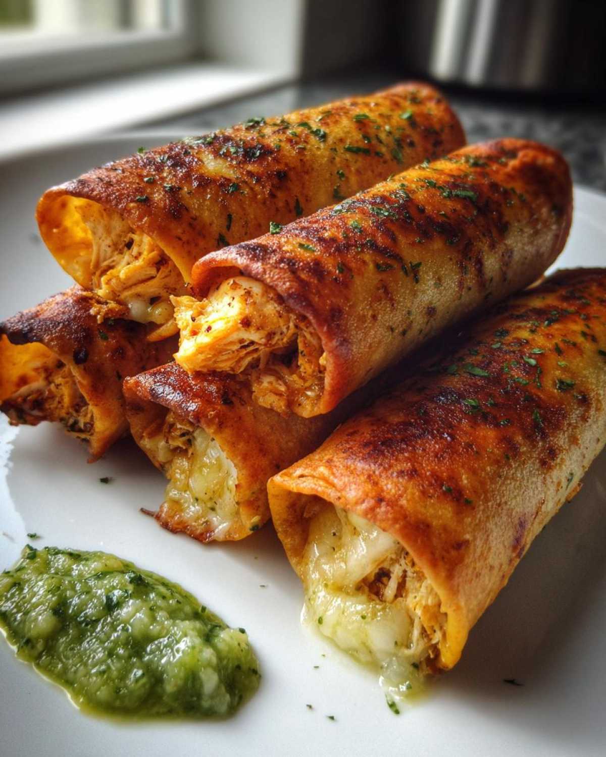 Cheesy Chicken Taquitos with Salsa Verde - detail 1