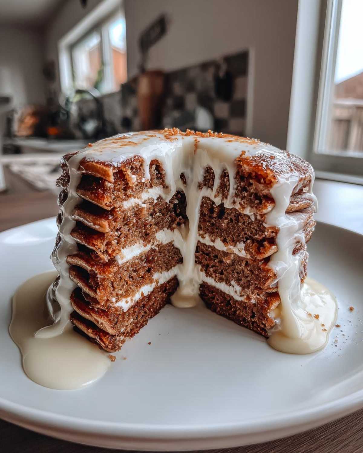 Gingerbread Spiced Pancakes with Cream Cheese Frosting - detail 2