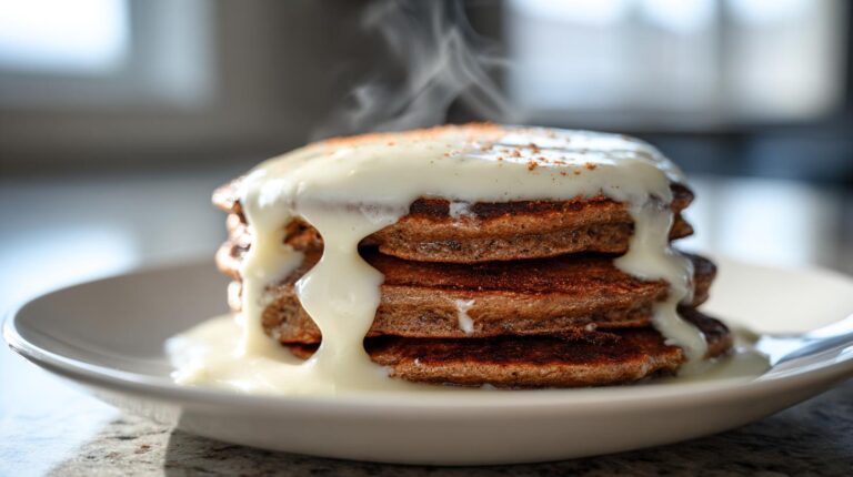 Gingerbread Spiced Pancakes with Cream Cheese Frosting