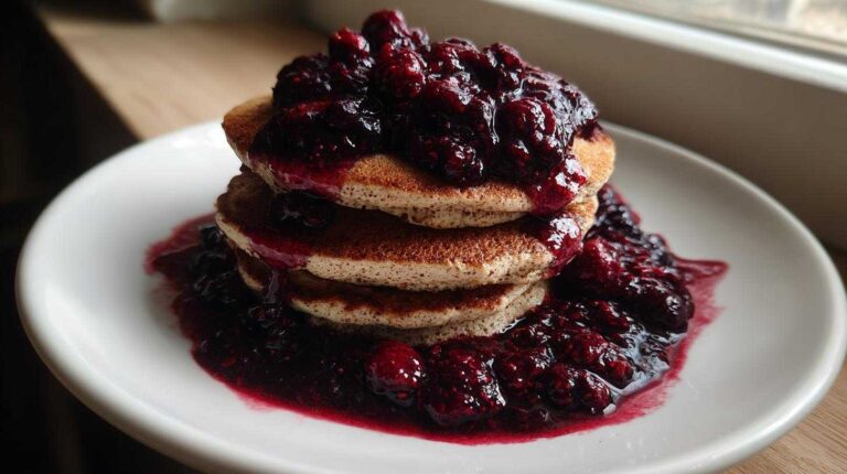 Gluten-Free Buckwheat Pancakes with Berry Compote