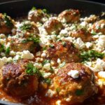 Greek Turkey Meatball Skillet with Feta