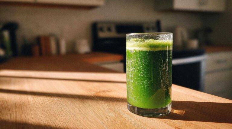 Green Detox Juice with Spinach, Apple, and Ginger